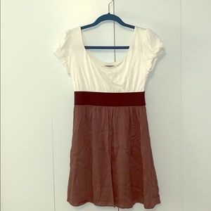 White/black/olive green empire waist dress